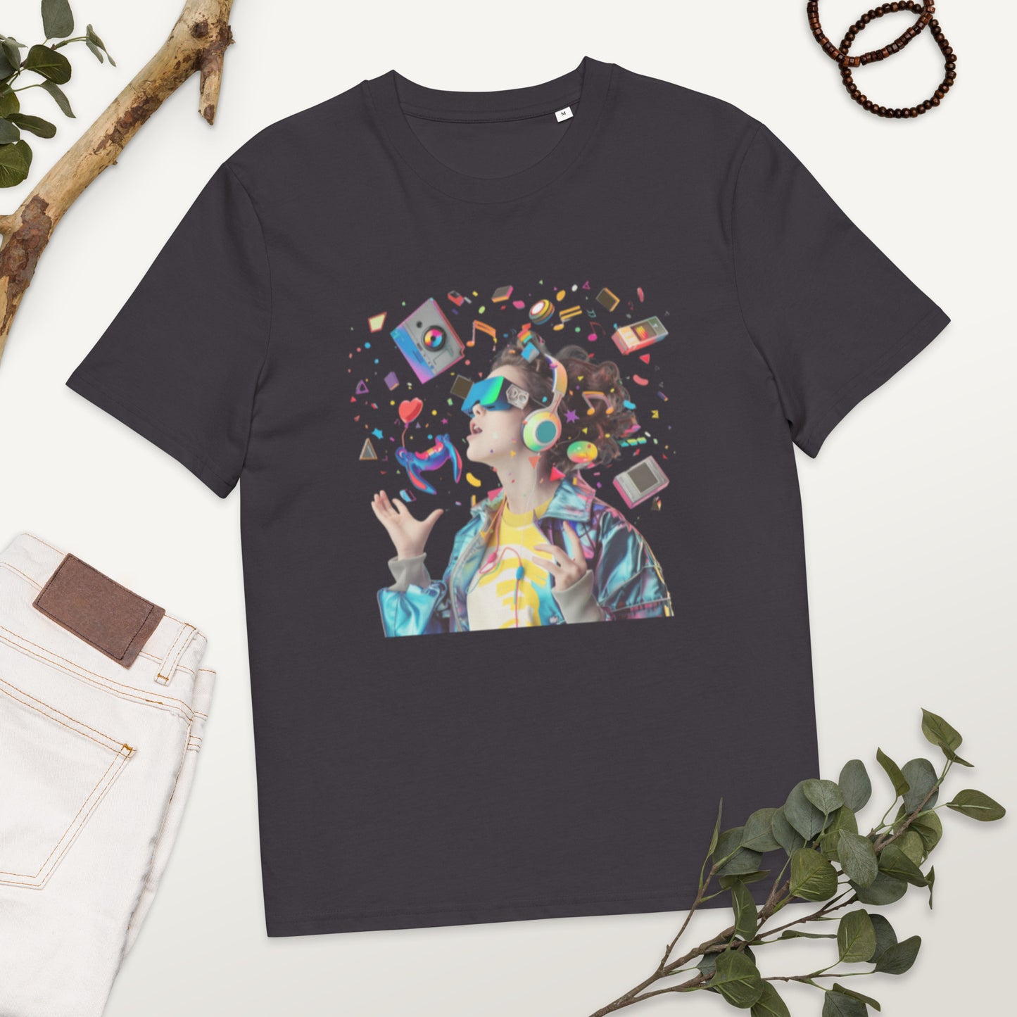 Camiseta de algodón orgánico unisex con Estampado de Realidad Virtual y Juegos