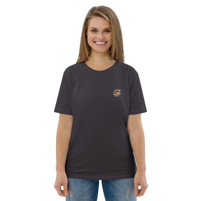 Camiseta orgánica "Tortuga Sabia" con mensaje inspirador.