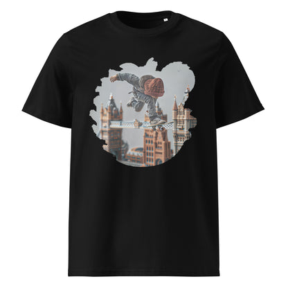 Camiseta de algodón orgánico unisex con Estampado de Skateboarding Urbano