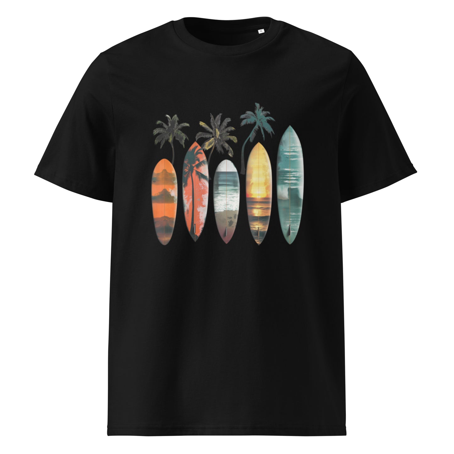 Camiseta de algodón orgánico unisex con Estampado de Surf Tropical