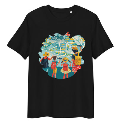 Camiseta de algodón orgánico unisex con Estampado de Turismo Urbano