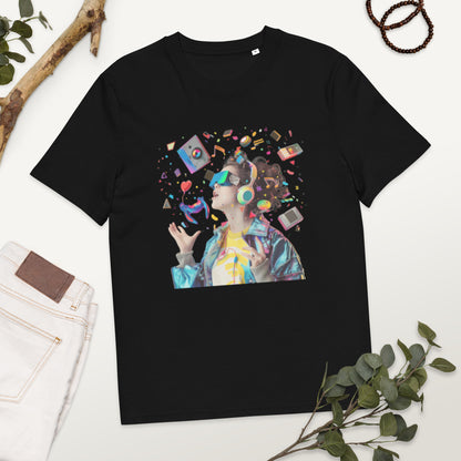 Camiseta de algodón orgánico unisex con Estampado de Realidad Virtual y Juegos