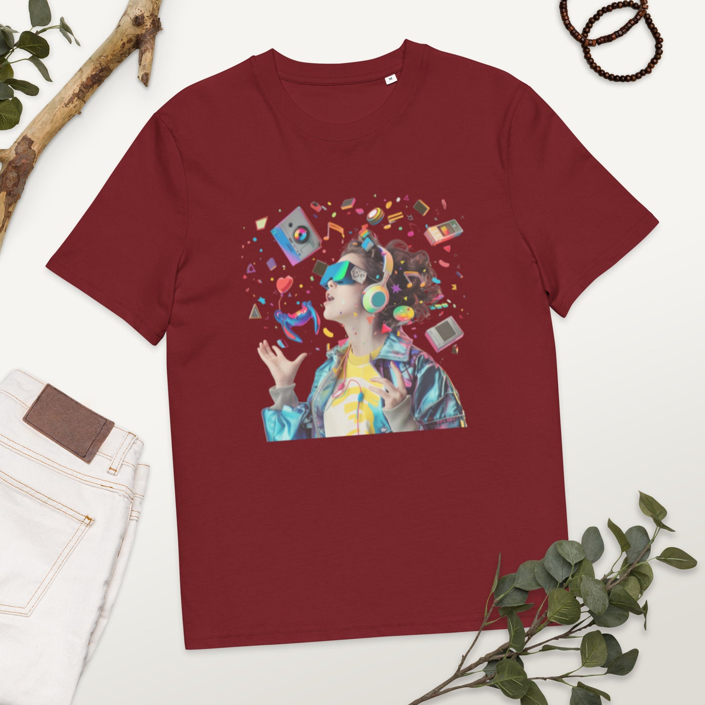Camiseta de algodón orgánico unisex con Estampado de Realidad Virtual y Juegos