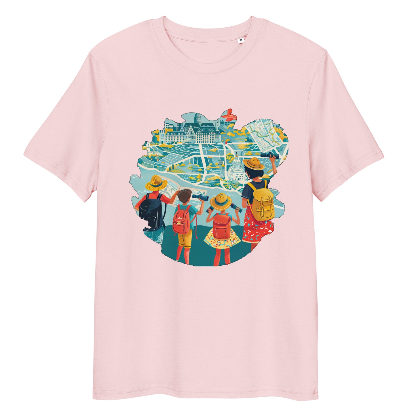 Camiseta de algodón orgánico unisex con Estampado de Turismo Urbano