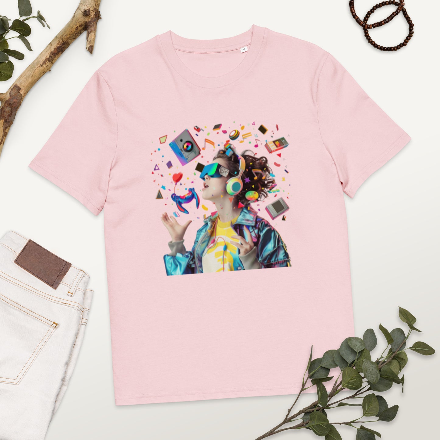 Camiseta de algodón orgánico unisex con Estampado de Realidad Virtual y Juegos