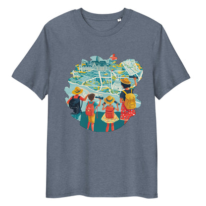 Camiseta de algodón orgánico unisex con Estampado de Turismo Urbano