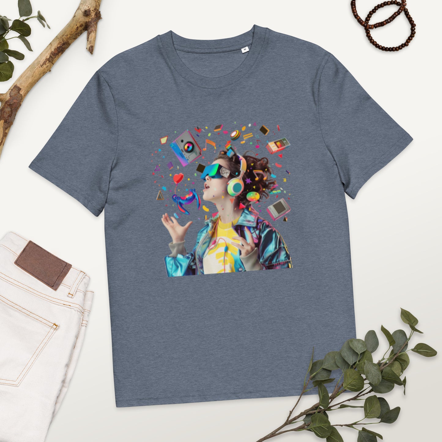 Camiseta de algodón orgánico unisex con Estampado de Realidad Virtual y Juegos