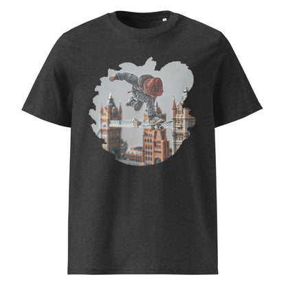 Camiseta de algodón orgánico unisex con Estampado de Skateboarding Urbano