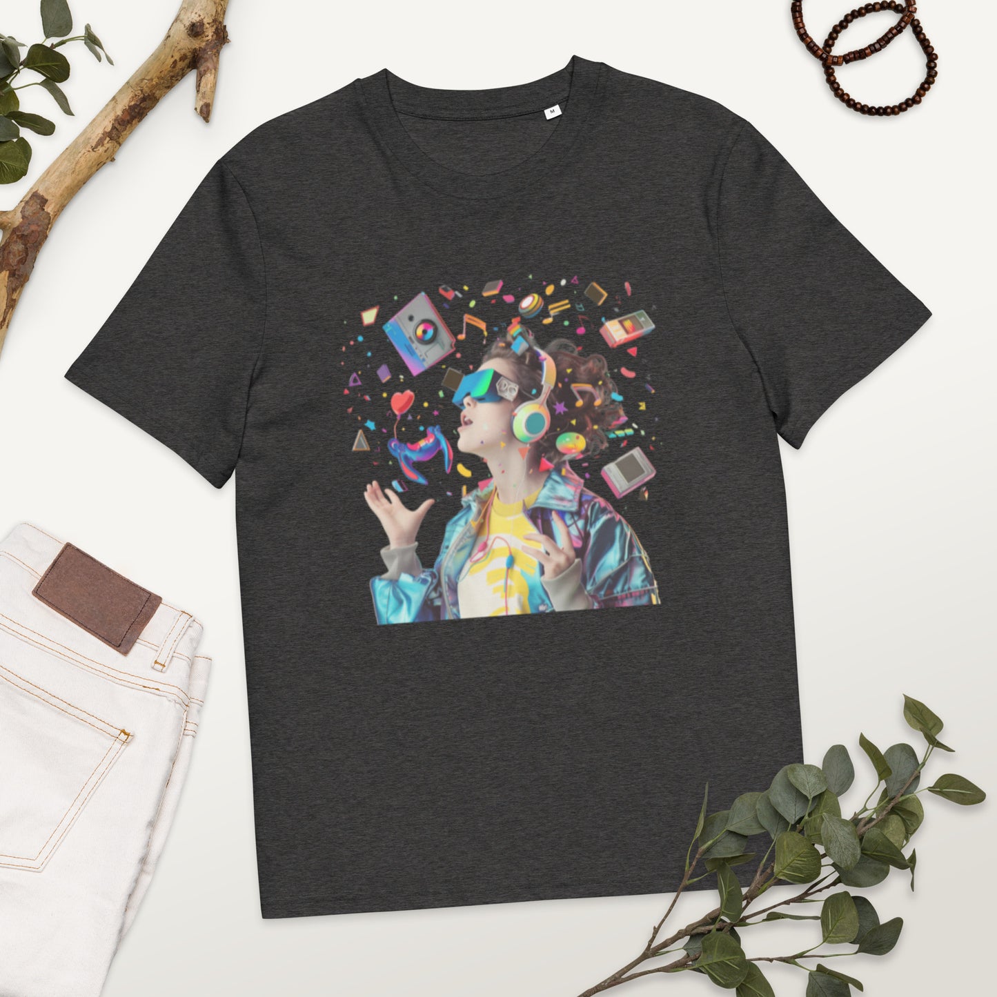 Camiseta de algodón orgánico unisex con Estampado de Realidad Virtual y Juegos