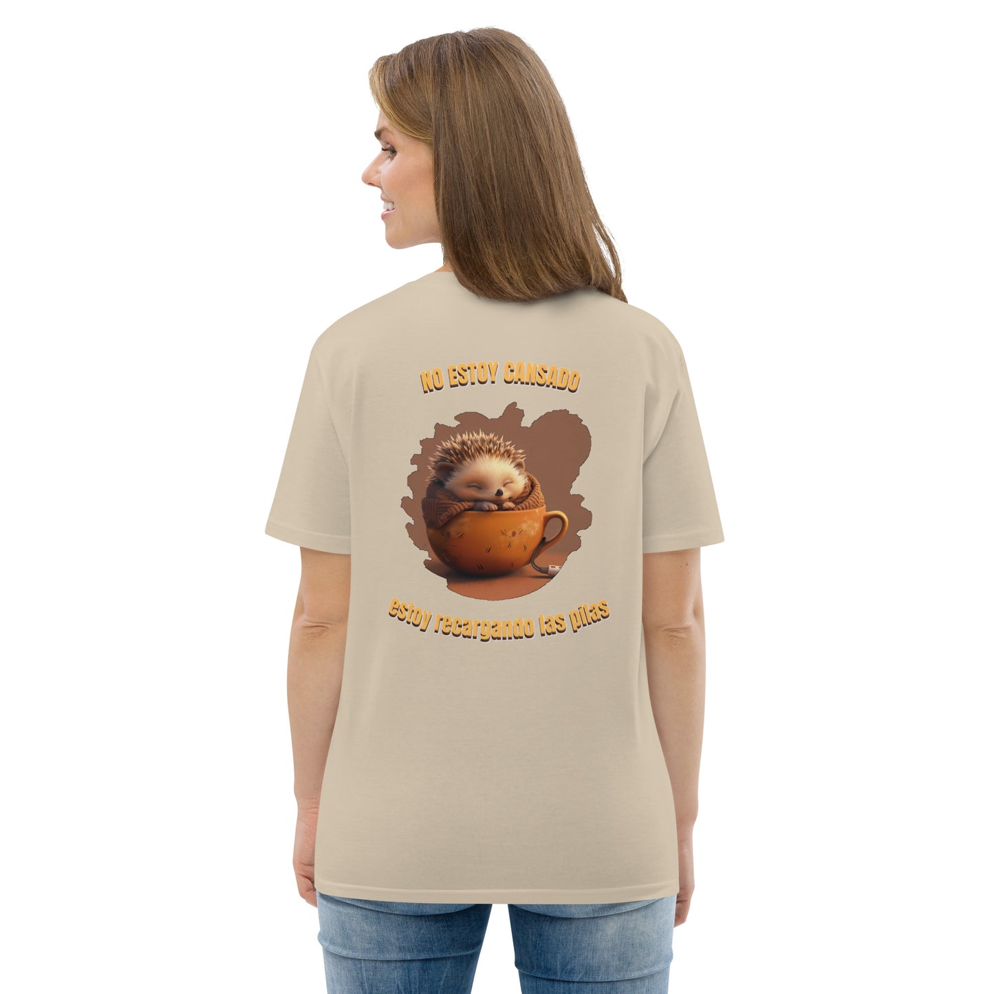 Camiseta orgánica "Tortuga Sabia" con mensaje inspirador.