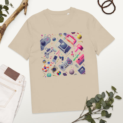 Camiseta de algodón orgánico unisex con Estampado Retro de Videojuegos