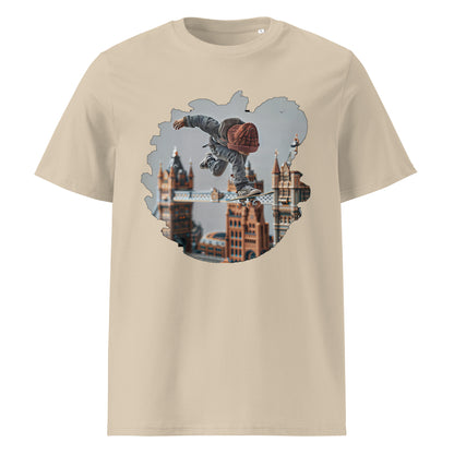 Camiseta de algodón orgánico unisex con Estampado de Skateboarding Urbano