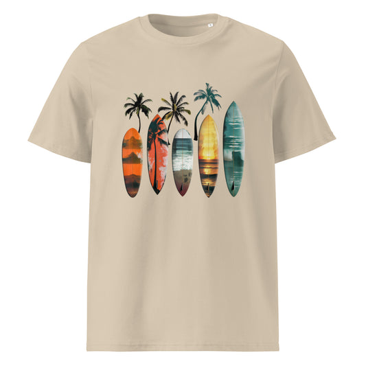 Camiseta de algodón orgánico unisex con Estampado de Surf Tropical