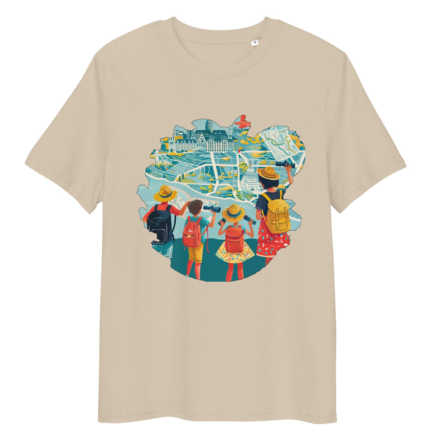 Camiseta de algodón orgánico unisex con Estampado de Turismo Urbano