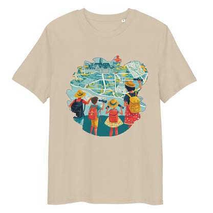 Camiseta de algodón orgánico unisex con Estampado de Turismo Urbano
