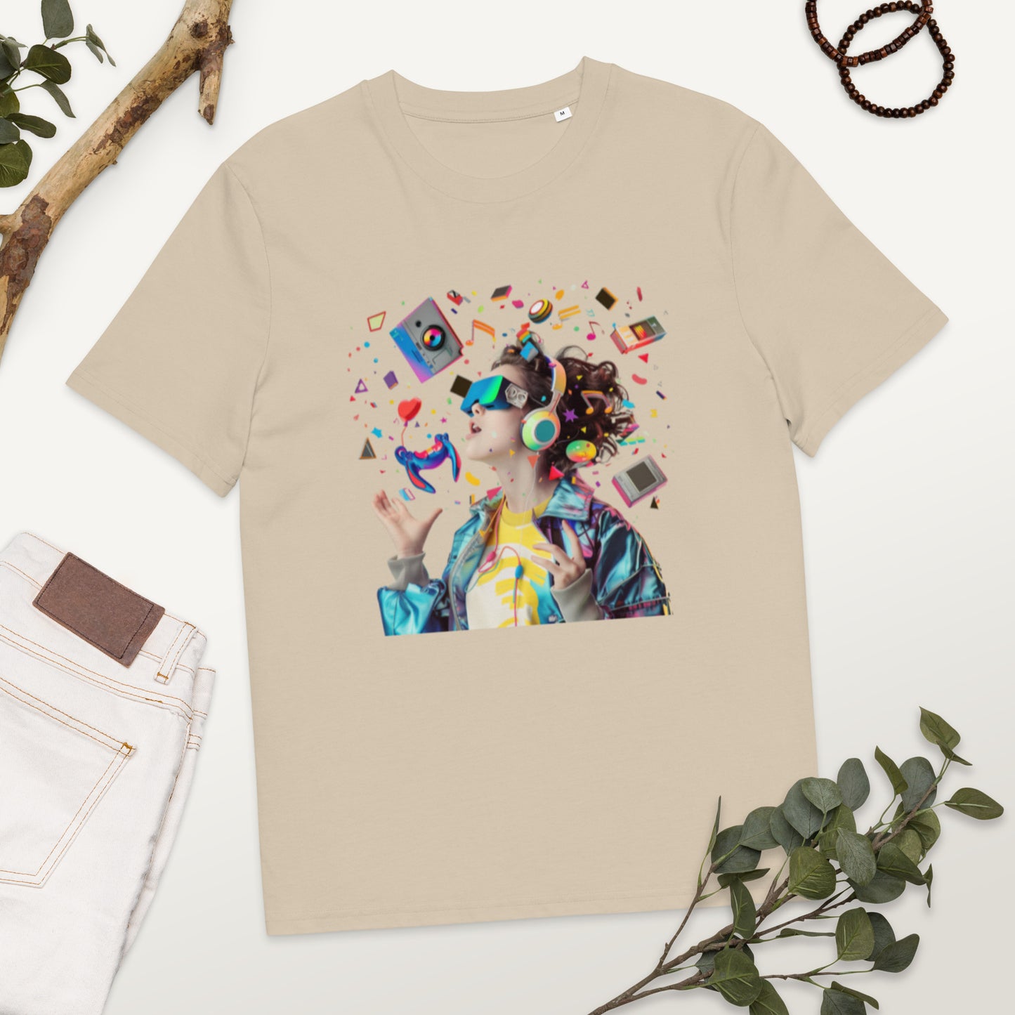 Camiseta de algodón orgánico unisex con Estampado de Realidad Virtual y Juegos