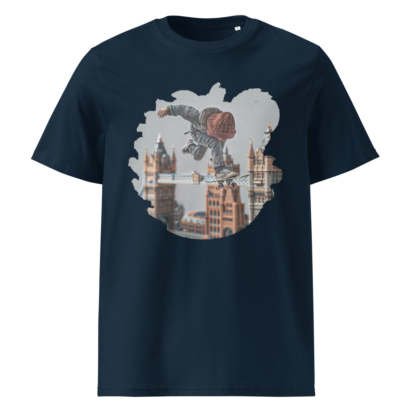 Camiseta de algodón orgánico unisex con Estampado de Skateboarding Urbano