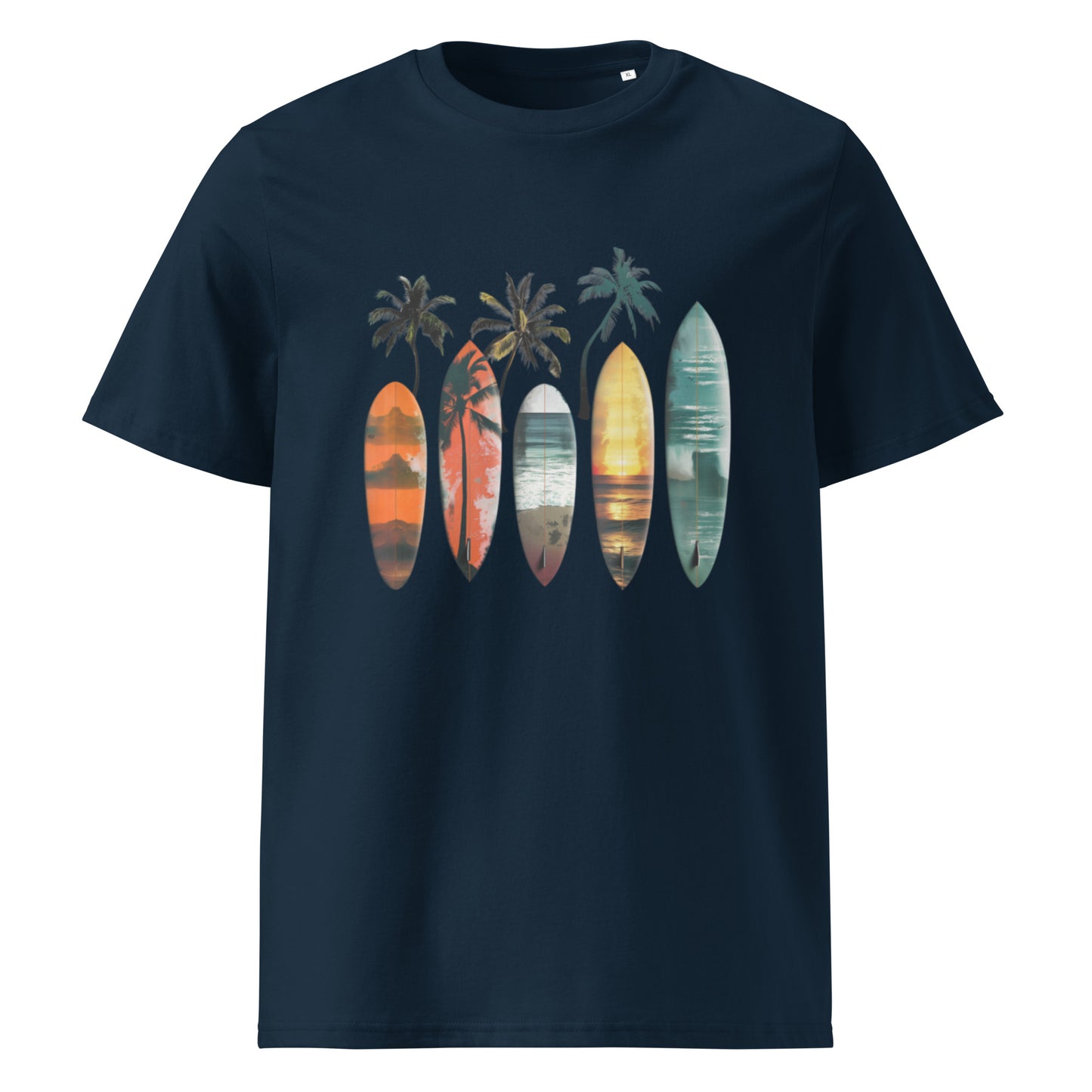 Camiseta de algodón orgánico unisex con Estampado de Surf Tropical