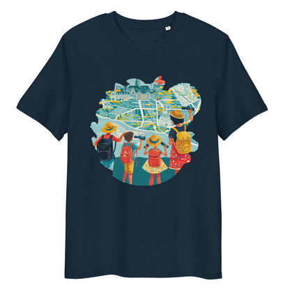 Camiseta de algodón orgánico unisex con Estampado de Turismo Urbano