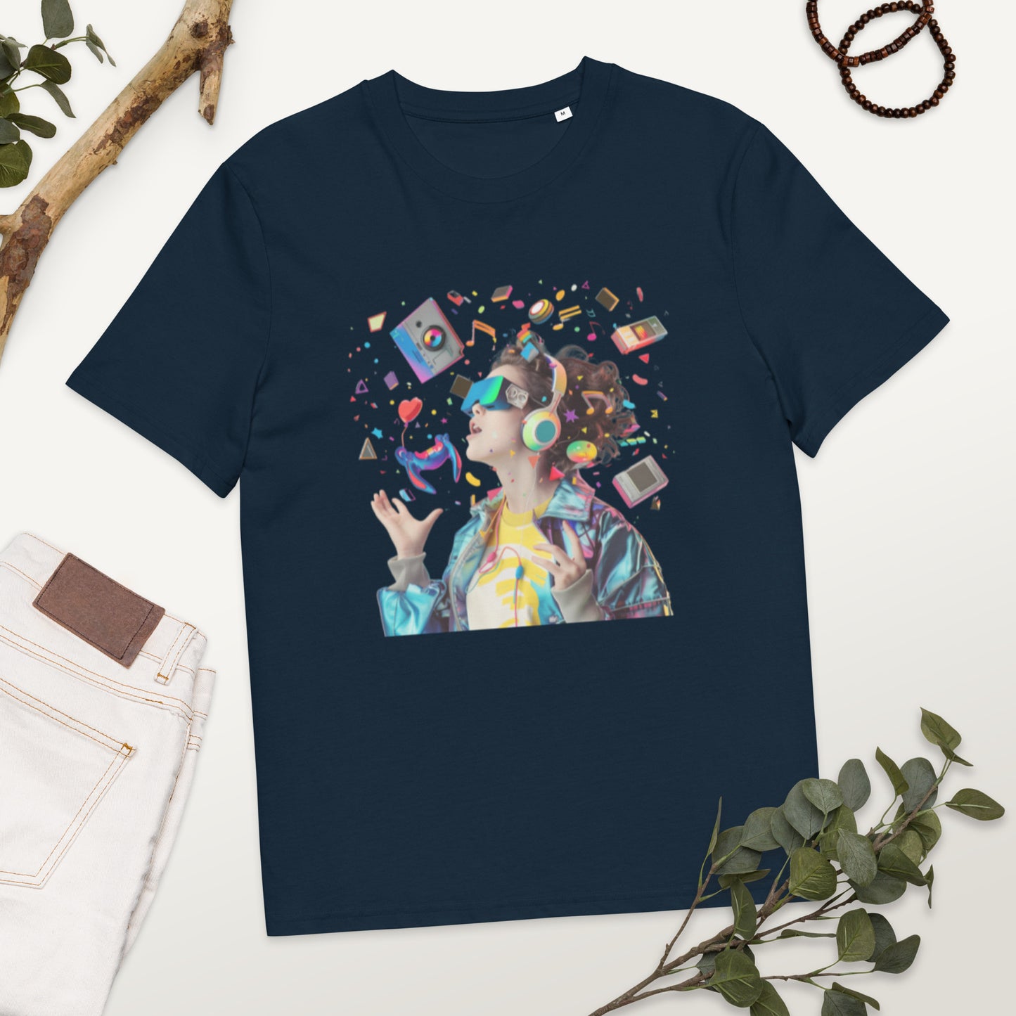 Camiseta de algodón orgánico unisex con Estampado de Realidad Virtual y Juegos