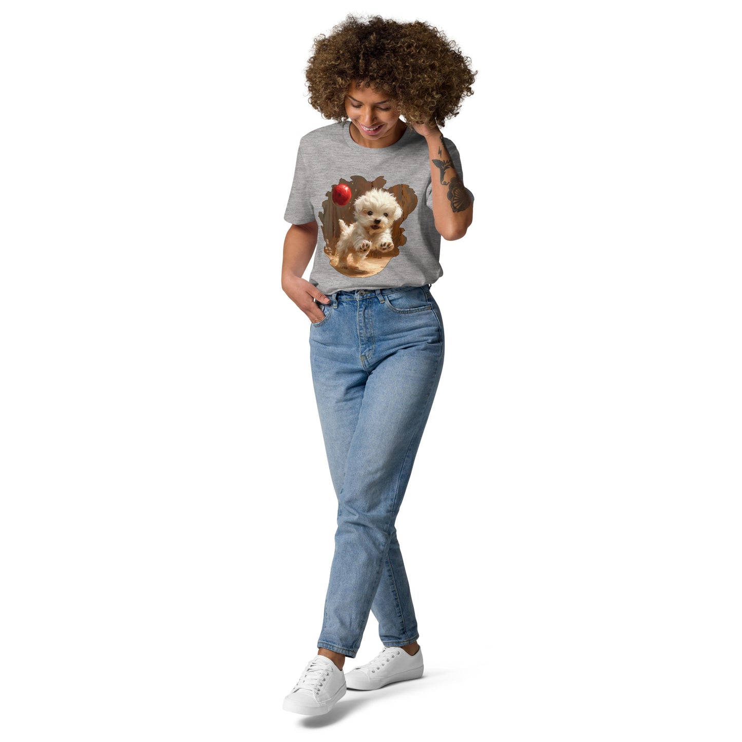 Camiseta Mujer de Algodón Orgánico "Cachorro Juguetón"