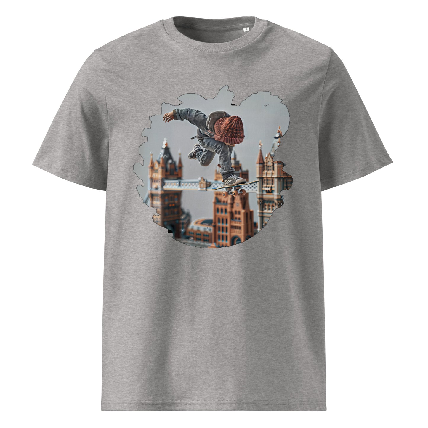 Camiseta de algodón orgánico unisex con Estampado de Skateboarding Urbano