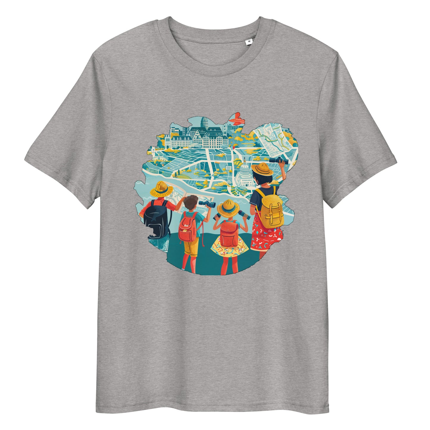 Camiseta de algodón orgánico unisex con Estampado de Turismo Urbano