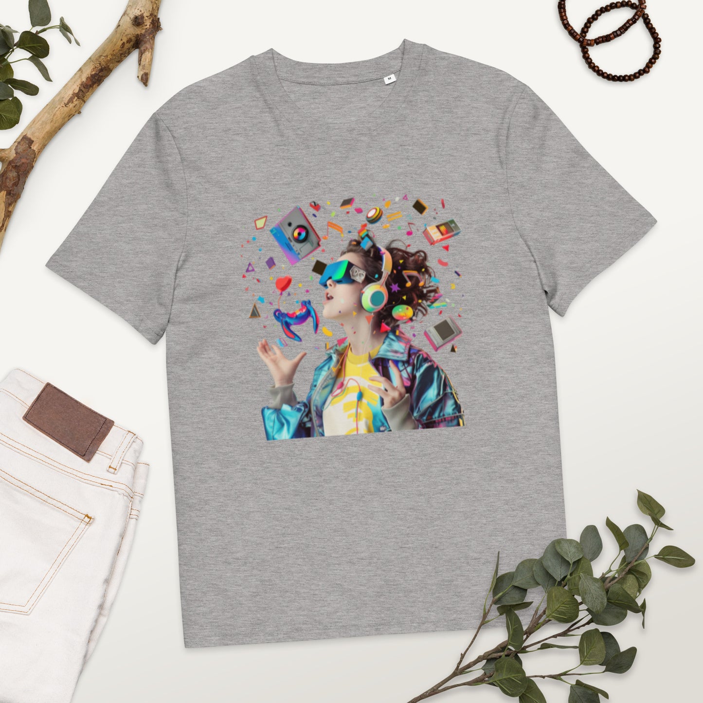 Camiseta de algodón orgánico unisex con Estampado de Realidad Virtual y Juegos