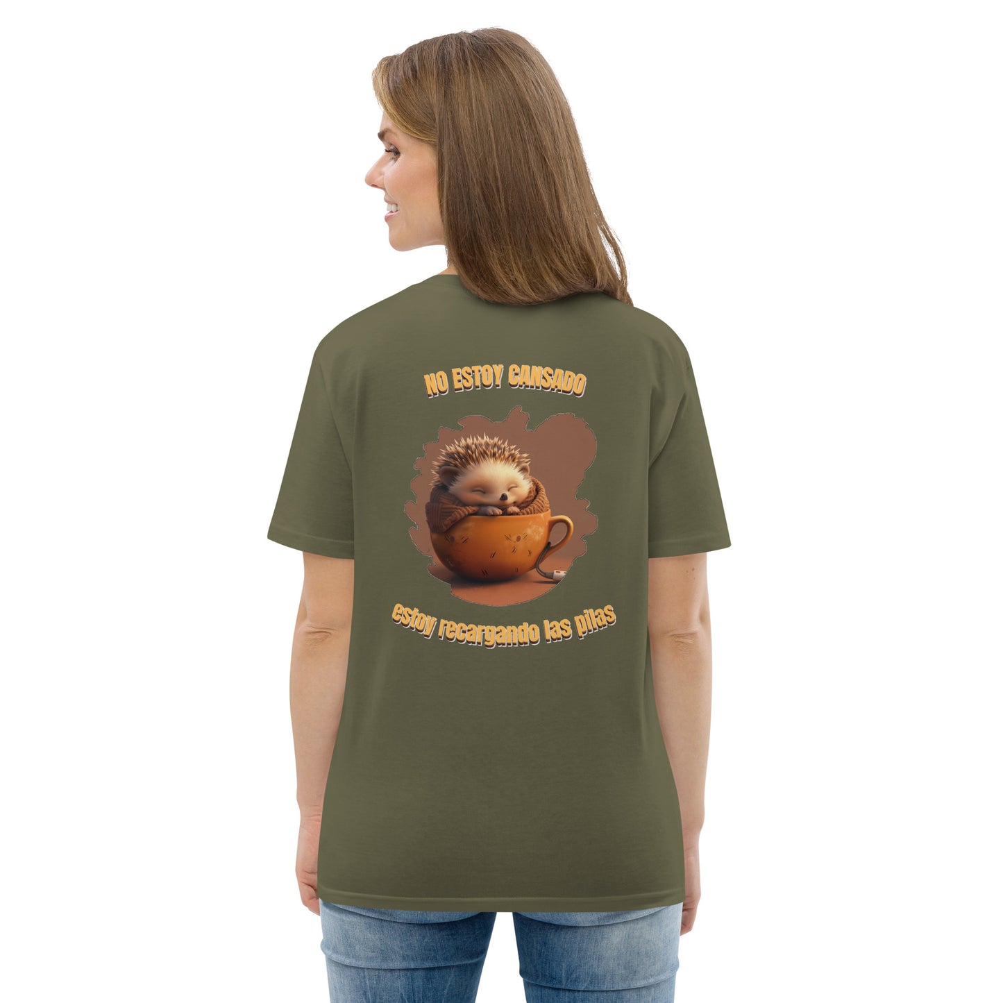 Camiseta orgánica "Tortuga Sabia" con mensaje inspirador.