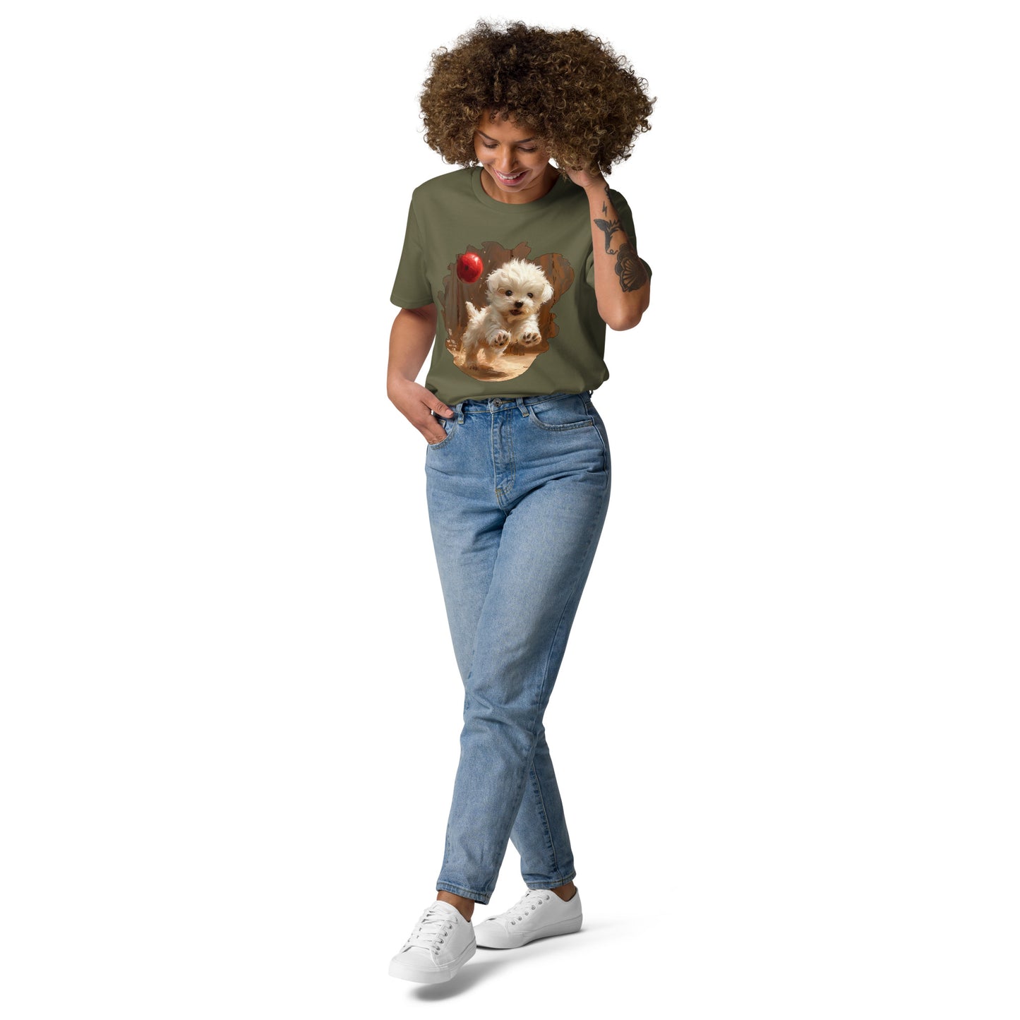 Camiseta Mujer de Algodón Orgánico "Cachorro Juguetón"