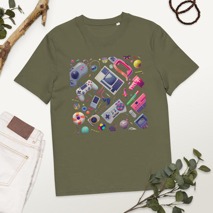 Camiseta de algodón orgánico unisex con Estampado Retro de Videojuegos