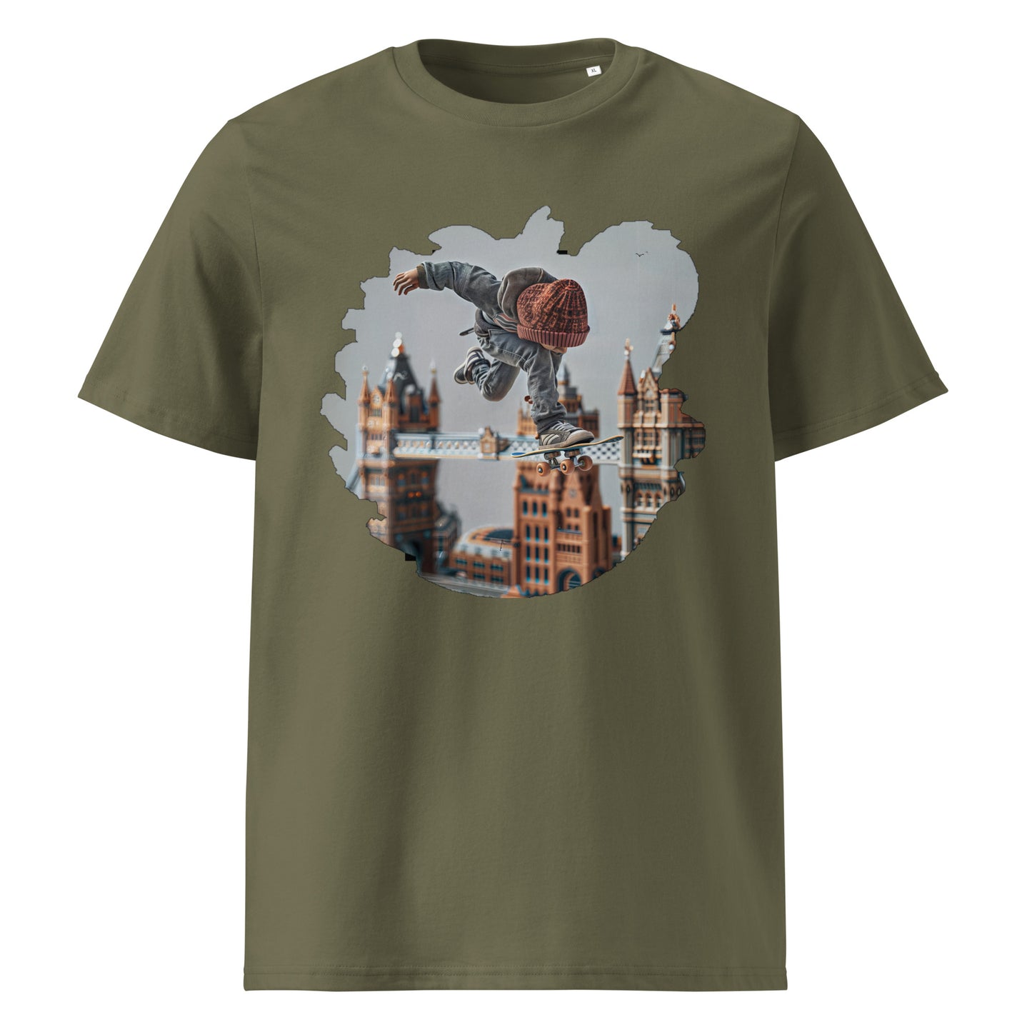 Camiseta de algodón orgánico unisex con Estampado de Skateboarding Urbano