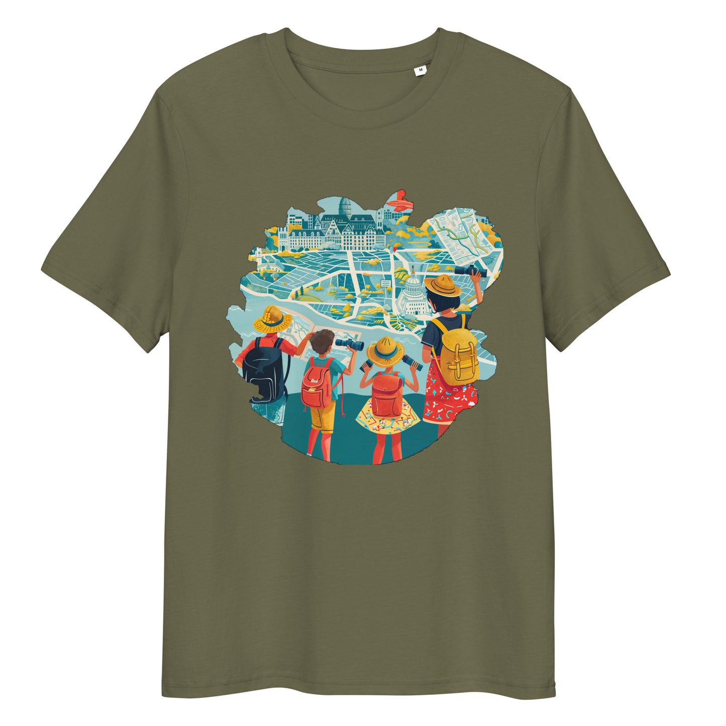 Camiseta de algodón orgánico unisex con Estampado de Turismo Urbano