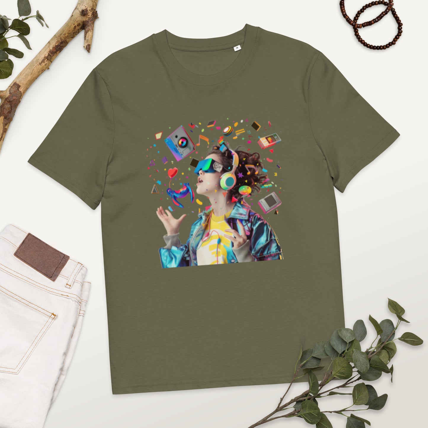 Camiseta de algodón orgánico unisex con Estampado de Realidad Virtual y Juegos
