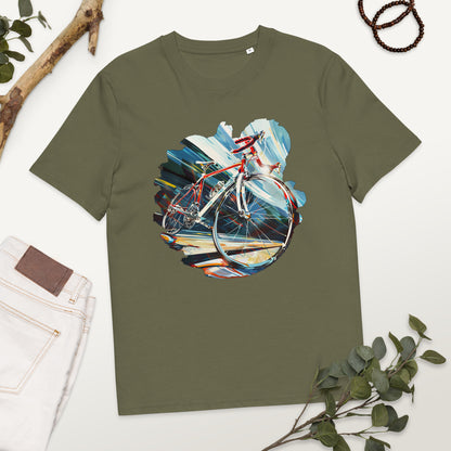 Camiseta de algodón orgánico unisex con Estampado de Ciclismo Dinámico