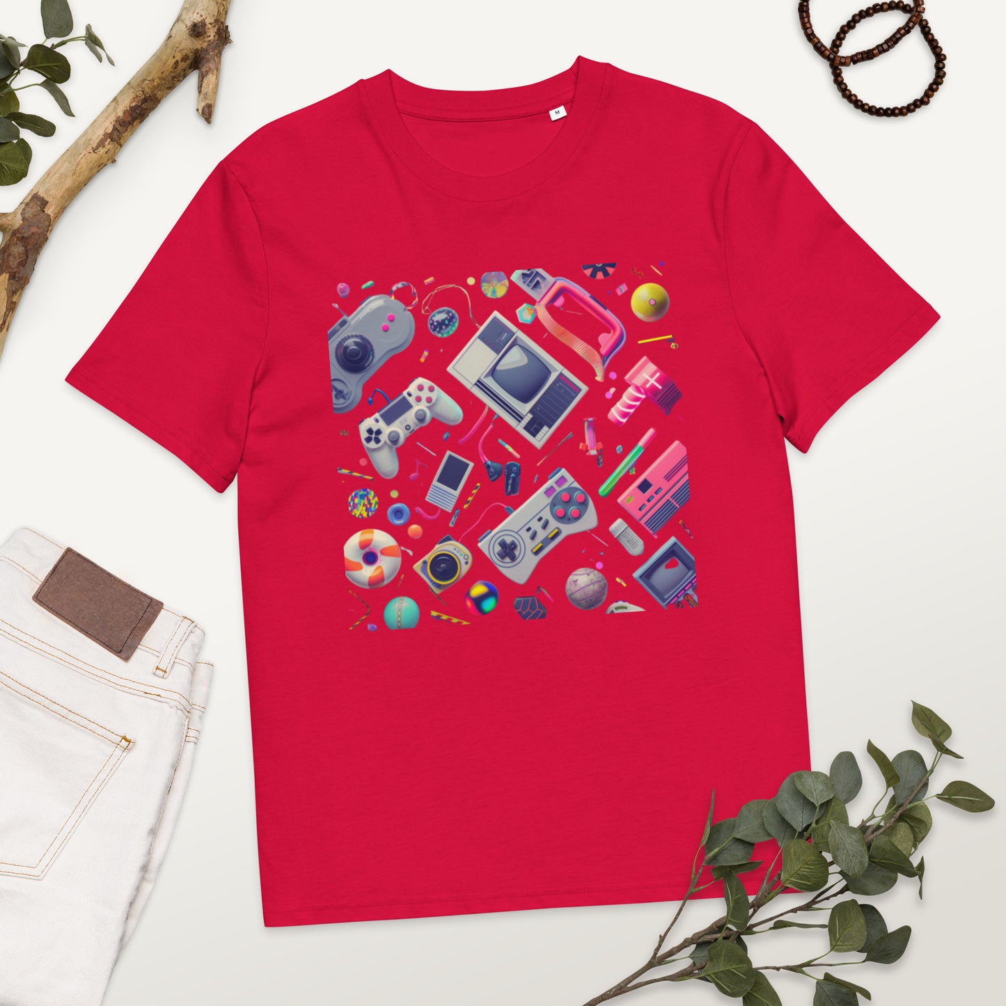 Camiseta de algodón orgánico unisex con Estampado Retro de Videojuegos