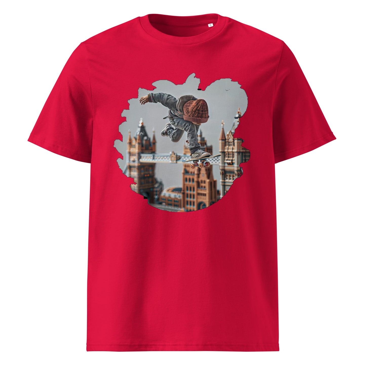 Camiseta de algodón orgánico unisex con Estampado de Skateboarding Urbano