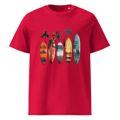 Camiseta de algodón orgánico unisex con Estampado de Surf Tropical