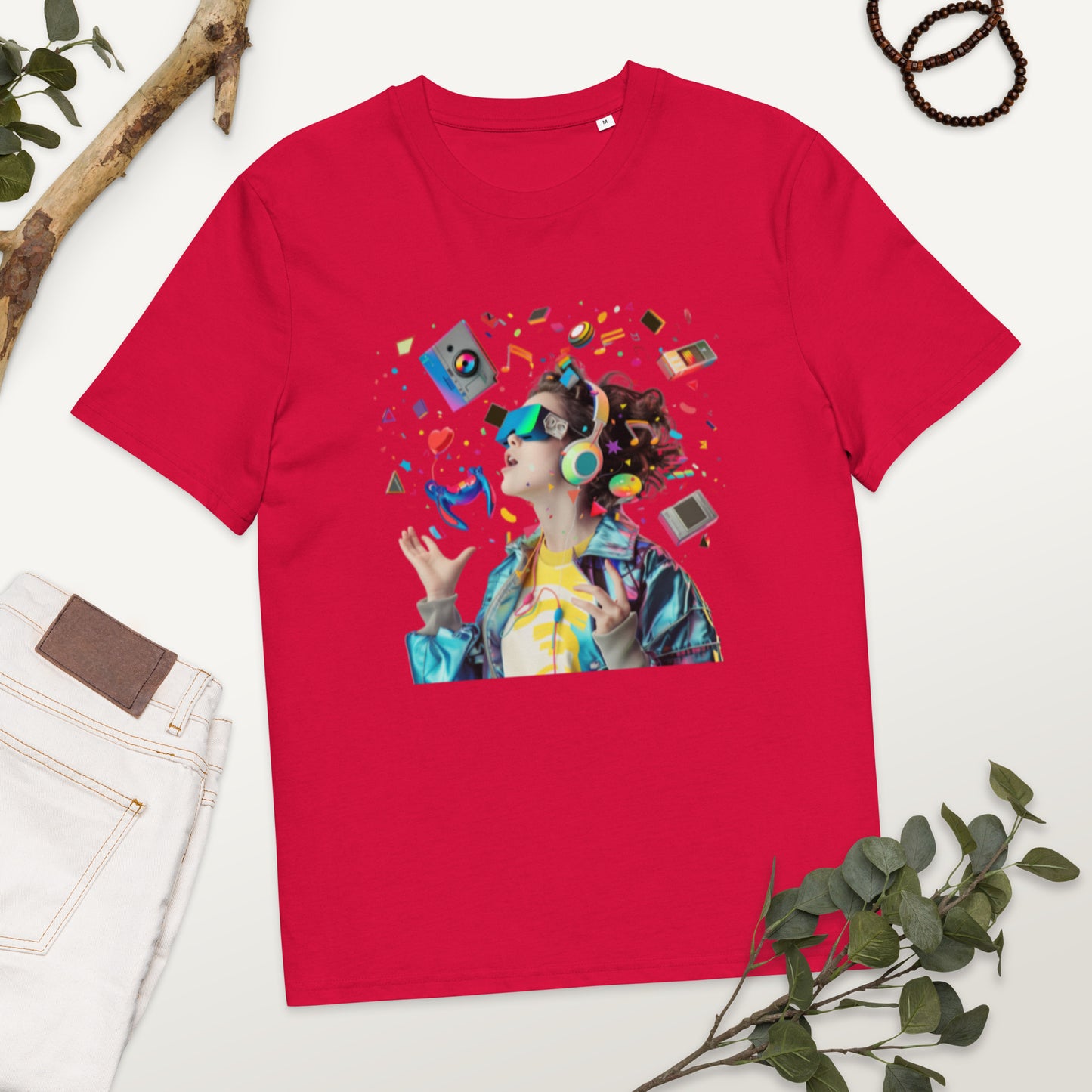 Camiseta de algodón orgánico unisex con Estampado de Realidad Virtual y Juegos