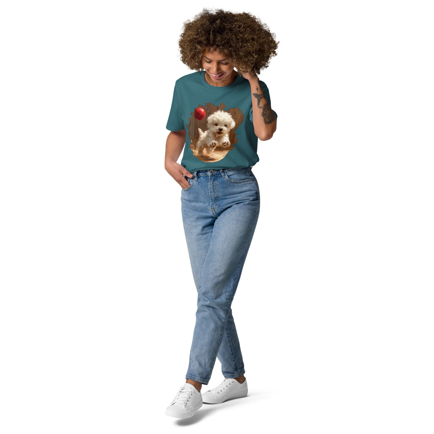 Camiseta Mujer de Algodón Orgánico "Cachorro Juguetón"
