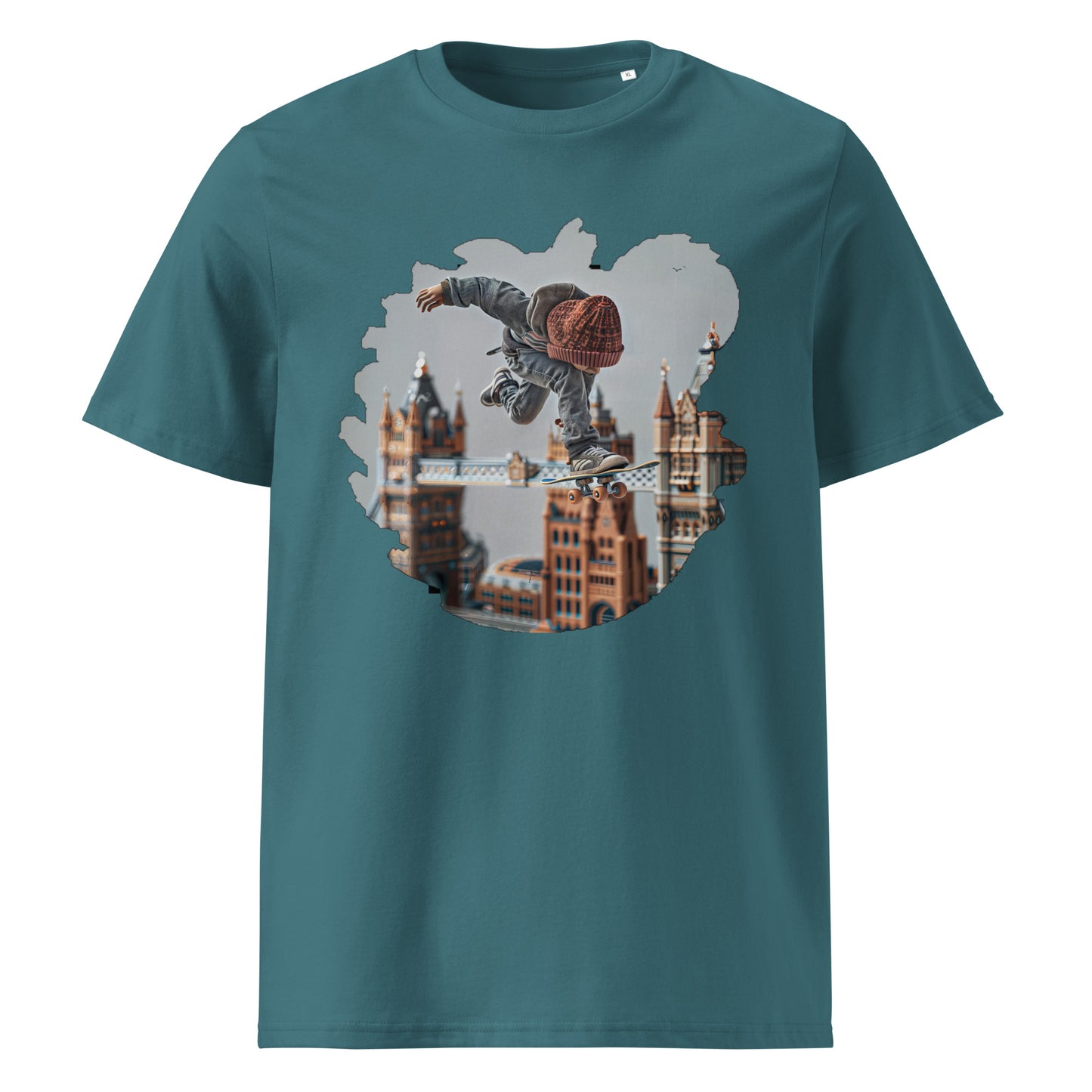 Camiseta de algodón orgánico unisex con Estampado de Skateboarding Urbano