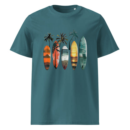 Camiseta de algodón orgánico unisex con Estampado de Surf Tropical