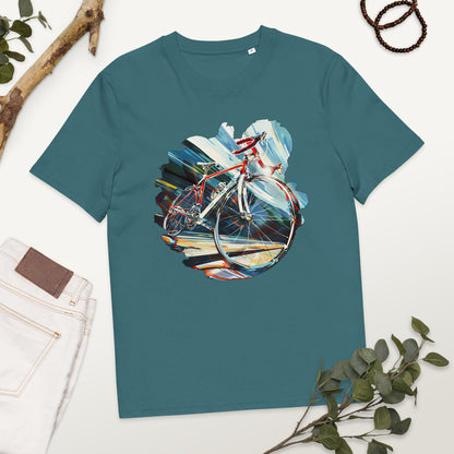Camiseta de algodón orgánico unisex con Estampado de Ciclismo Dinámico