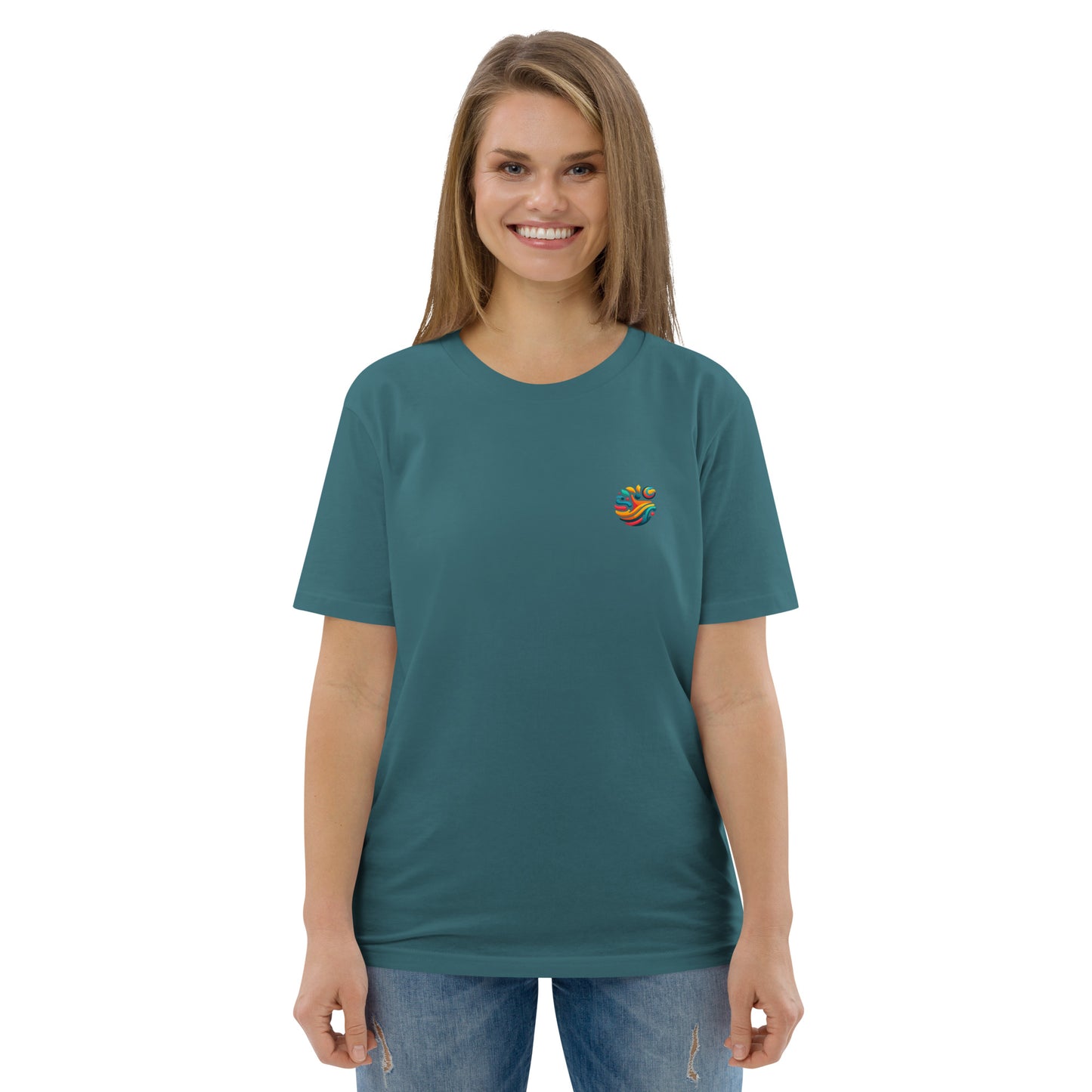 Camiseta orgánica "Tortuga Sabia" con mensaje inspirador.