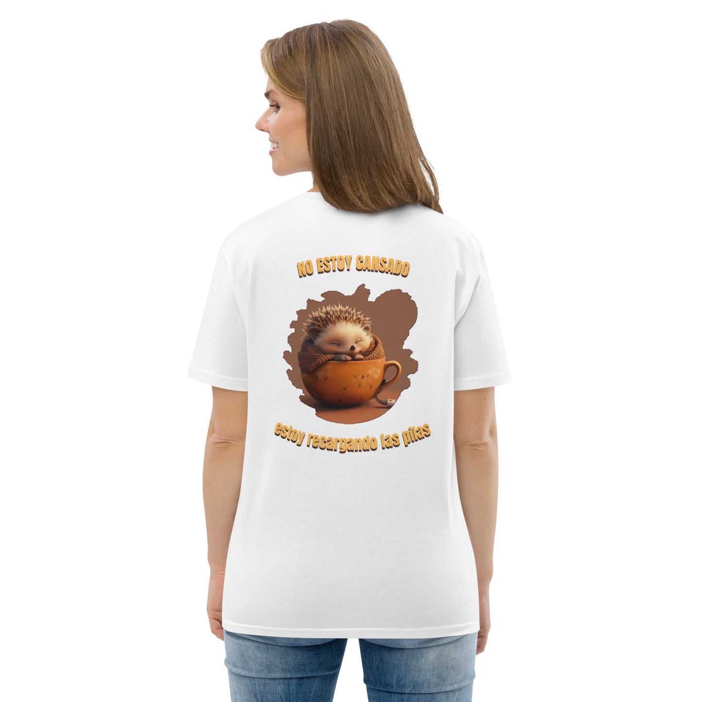 Camiseta orgánica "Tortuga Sabia" con mensaje inspirador.