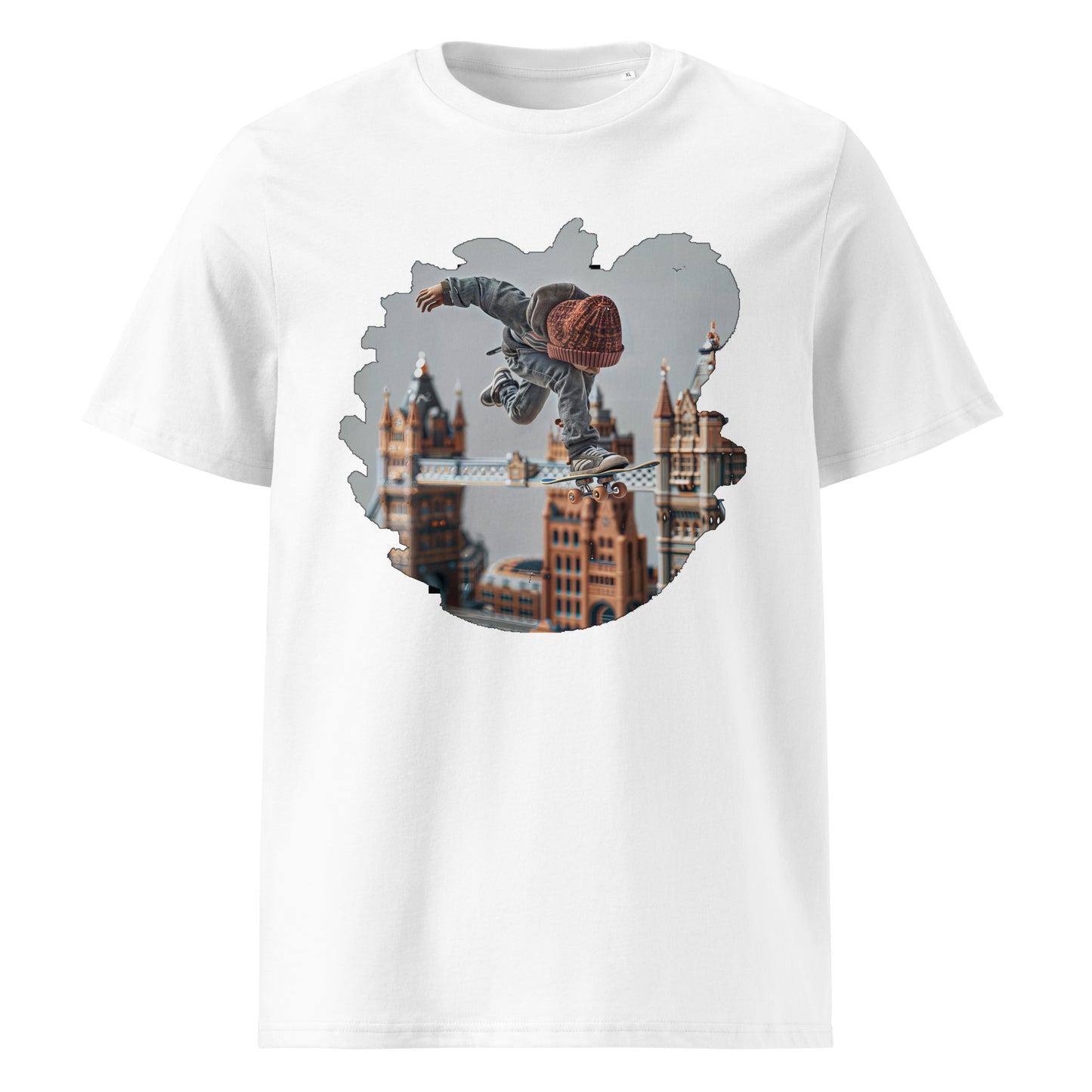 Camiseta de algodón orgánico unisex con Estampado de Skateboarding Urbano