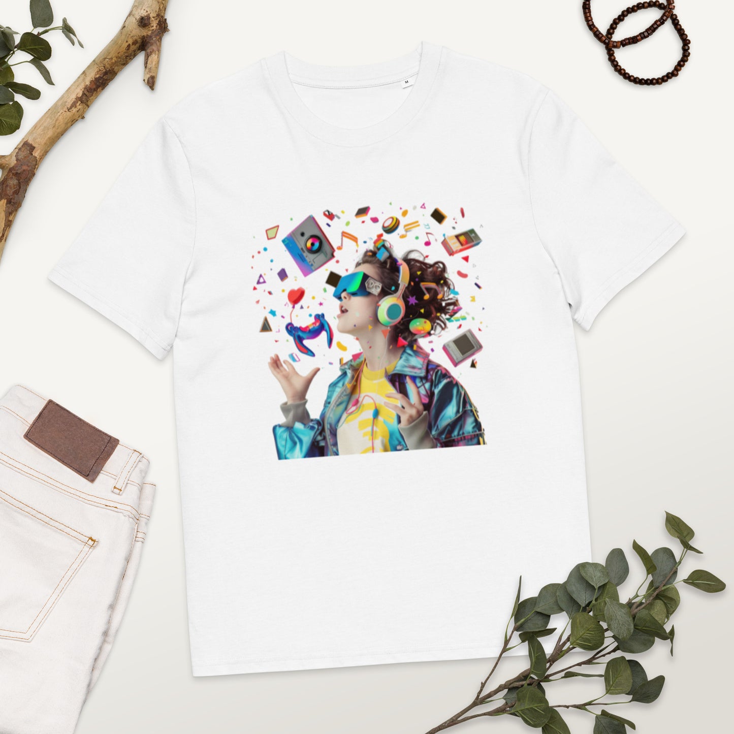 Camiseta de algodón orgánico unisex con Estampado de Realidad Virtual y Juegos