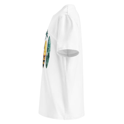 Camiseta de algodón orgánico unisex con Estampado de Surf Tropical