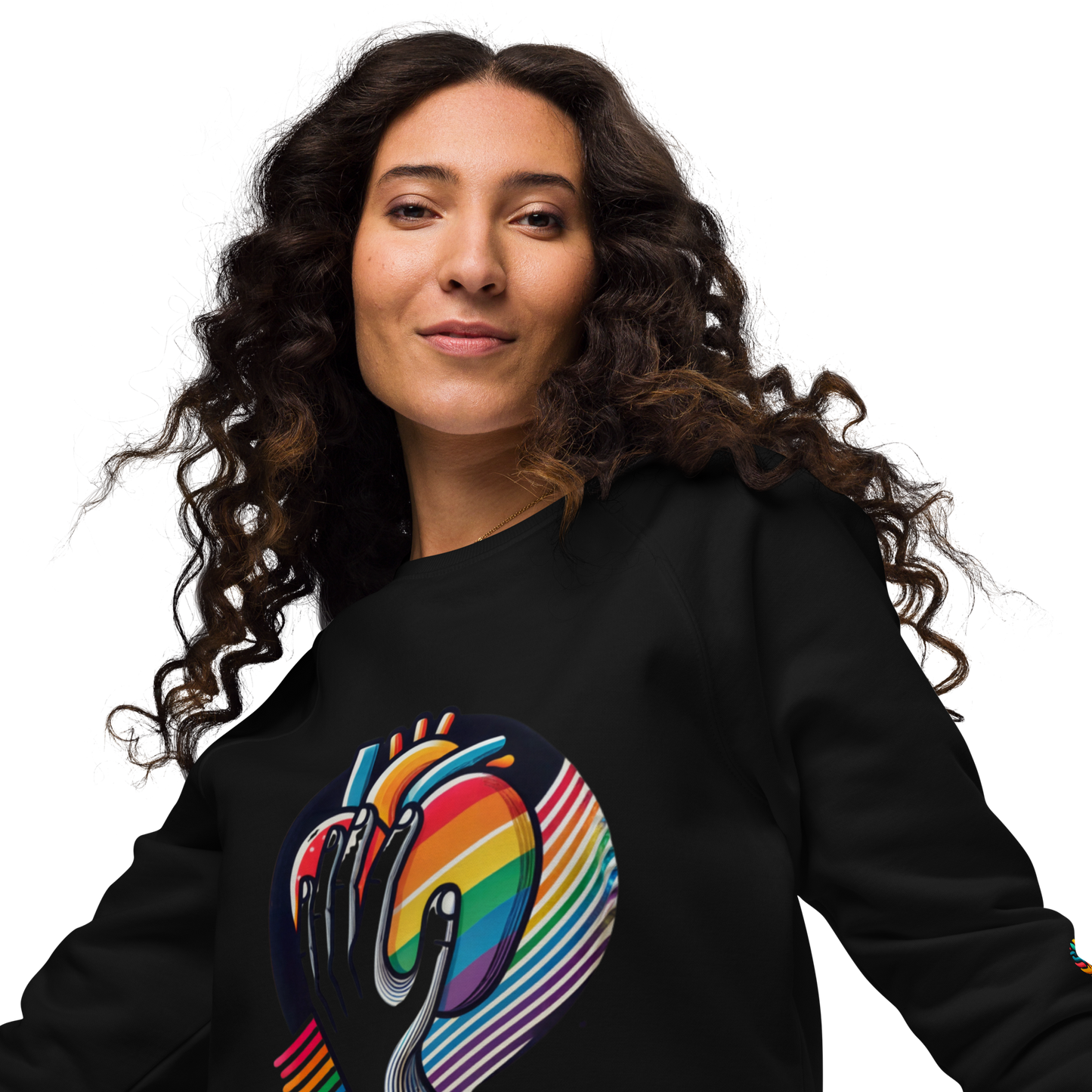Sudadera orgánica raglán "Abrazo de orgullo"