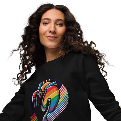 Sudadera orgánica raglán "Abrazo de orgullo"